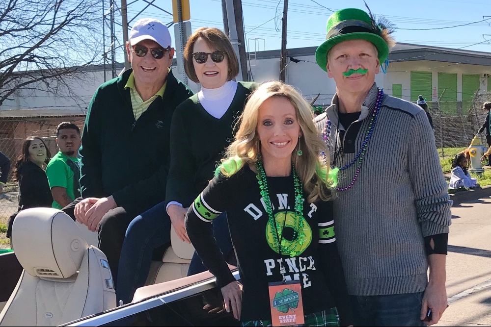 Mayor Mike and Micki Rawlings, Sherri and Scott Tilley at St. Patrick's Parade